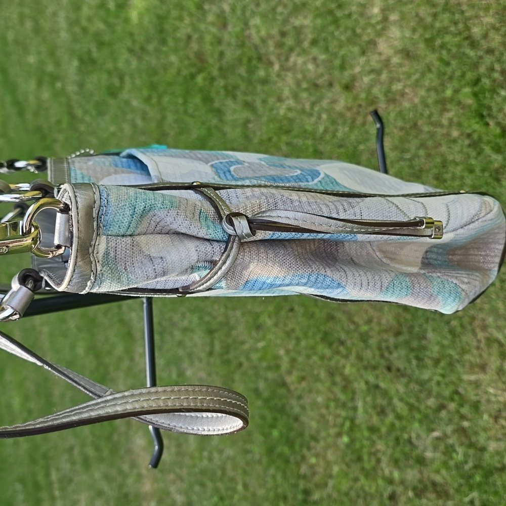 Coach Audrey Metallic Graphic Op Art Cinched Tote 19573 Shoulder Handbag Purse - Picture 2 of 14